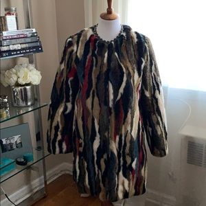 Zara multicolored faux fur coat